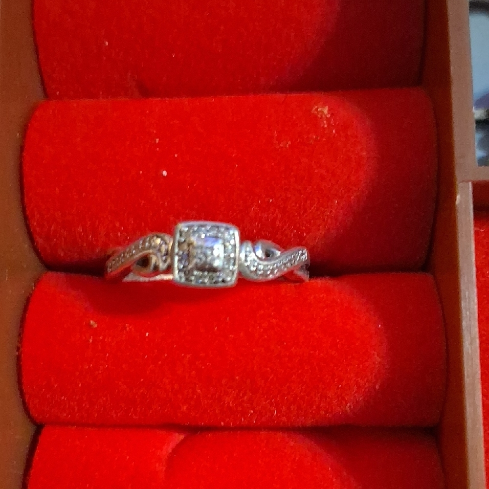 Sterling Silver, Elegant Silver Women's Ring with Sparkling Accents